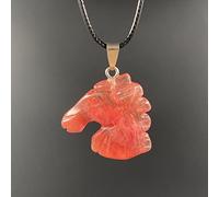 ARTQ Colgantes para Mujer Piedra Natural Forma De Cabeza De Caballo Jaspe De Sandía Collar De Piedra Natural Cristal Curativo De Todo Fósforo Collar Colgante De Piedras Preciosas Joyería De Regalo De