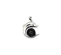ARTQ Colgantes para Mujer Piedra Natural Piedra Volcánica Redonda Collar De Piedra Natural De Moda Delfín Curación Cristal Colgante De Piedras Preciosas Collar Regalo del Día De La Madre para Esposa