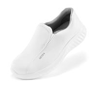 Artra Arica Zapatos de seguridad S2 SRC Blanco - Zapatos de trabajo ligeros con punta de acero antideslizante para restauración, medicina y cuidado, blanco, 48 EU