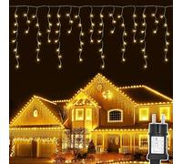 Artrastar Cadena De Luces Exterior De Gotas De Hielo 20m 400 LED Iluminación De Navidad Cortina De Luces Exterior Con 8 Modos Temporizador Para Navidad, Boda, Halloween, Blanco Cálido