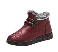 ARtray Botas de nieve ortopédicas de moda de invierno para mujer, fondo plano, fondo suave, antideslizante, impermeable, punta redonda, con estampado de flores, para mayor calidez y comodidad para
