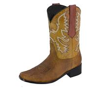 ARTRAY Botas de vaquero para mujer, botas de mujer occidental, de punto medio, bordado a la moda, versátiles, botas de ocio retro de punta redonda, botas de caballero de piel para mujer, zapatos de