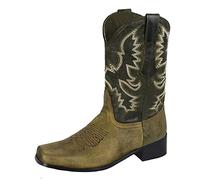 ARtray Botas de vaquero para mujer, botas occidentales, botas de media altura, a la moda, bordado, versátiles, botas de ocio, retro, tacón redondo, tacón de bloque, botas de caballero de cuero, botas