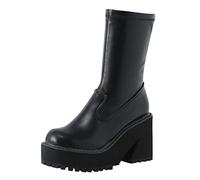 ARtray Botines para mujer, botas de plataforma gótica, botas de ocio para mujer, de cuero negro, moda, cómodas, con tacones altos, duraderas, sencillez, botas de motorista, prácticas, botas de