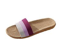 ARtray Mouse Zapatos Mujer Mujer Pareja Lino Slip-On Slip-On Plano Slip-On para Interior, Color Casa, Pantuflas Causales Cómodos Zapatos de Playa Moda Zapatos Negros Mujer, morado, 37 EU
