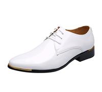 ARtray Zapatos de boxeo para hombre y zapatos puntiagudos para hombre, clásicos, de negocios, informales, de cuero, para hombre, color negro, talla 45.5, White, 47 EU
