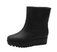 ARtray Zapatos de lluvia para mujer, botas de goma antideslizantes para mujer, botas de plataforma de media altura, versátiles, para senderismo, trekking, montañas, ocio, color puro, moda, zapatos de