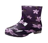 ARtray Zapatos de lluvia para mujer, botas de goma antideslizantes para mujer, botas de plataforma de media altura, versátiles, para senderismo, trekking, montañas, ocio, color puro, moda, zapatos de