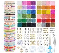 ARTREE 40000 Piezas Abalorios Para Hacer Pulseras, 48 Colores 2mm para pulseras Cuentas Arcilla Polimérica Cuentas de Cristal,300 Abalorios Letras para Hacer Pulseras Cristal DIY Collares