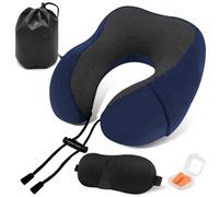 ARTREE Almohada de Viaje Cuello, Comfy Almohada Avion Viscoelastica de Espuma Memoria, Cojin Cuello Viaje con Máscara de Ojos, Tapones y Bolsa, Cojin Cervical Viaje para Tren Coche Viajando