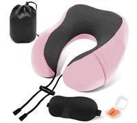 ARTREE Almohada de Viaje Cuello, Comfy Almohada Avion Viscoelastica de Espuma Memoria, Cojin Cuello Viaje con Máscara de Ojos, Tapones y Bolsa, Cojin Cervical Viaje para Tren Coche Viajando