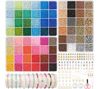ARTREE Juego de 24550 cuentas de 3 mm. Abalorios para Hacer Pulseras, Kit para Hacer Pulseras,cuentas para pulseras,de Amistad con 300 Letras, 66 Colores de Abalorios 3mm + Herramientas - Regalo Niña