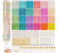 ARTREE Kit de Abalorios para Hacer Pulseras - 3 mm Bolitas Coloridas (24 Colores, 8000 Piezas) con Gomas Elásticas, Ideal para Niñas y Manualidades Creativas bolitas para hacer pulseras