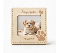 ARTREE Marco de madera magnético Imanes Personalizado Perro Gato, Grabado con Nombre, Marco Decoración Conmemorativo Hogar Nevera Mesa, Regalo Cumpleaños Navidad para Amantes de Mascotas