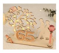 ARTREE Regalo de madera para 65 años de matrimonio, decoración de boda de hierro con árbol de corazón y LED, noble idea de regalo para el 65 aniversario de boda