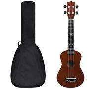 Arts & Entertainment item-Juego de ukelele soprano con bolsa para niños, madera oscura, 58,4 cm