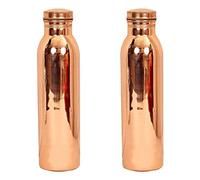 Arts Of India Botella de agua de cobre puro, juego de utensilios para bebidas, capacidad de 1000 ml, juego de 2 (martillado 2) (liso 2)