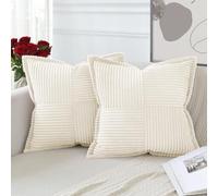 Artscope 2 Piezas Funda de Cojines para Sofá Funda de Almohada de Pana Súper Suave Cojin de Pana a Rayas Decoración Moderna para Sofá de Estar Dormitorio Beige 40 x 40 cm