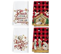 Artscope 4 Piezas Navidad Paños de Cocina 45x66cm, Negro y Rojo Dios Jesús Ángel Paños Cocina de Microfibra Navideña Trapos Paño para Decoración Hogar Regalos