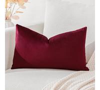 Artscope Fundas de Cojines de Terciopelo Decorativas Cuadradas Color Solido 30x50cm para Decoración del Hogar Sofá Dormitorio Coche Vino Tinto