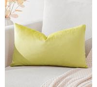 Artscope Fundas de Cojines de Terciopelo Decorativas Cuadradas Color Solido 40x60cm para Decoración del Hogar Sofá Dormitorio Coche Amarillo Limón