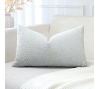 Artscope Juego de 1 Fundas de Cojines de Lana de Imitación Decorativas Cuadradas de Lino 40x60cm para Decoración del Hogar Sofá Dormitorio Coche, Plata