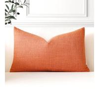 Artscope Juego de 1 Fundas de Cojines Decorativas Cuadradas de Lino 30 x 50 cm para Decoración del Hogar Sofá Dormitorio Coche 12x20 Naranja