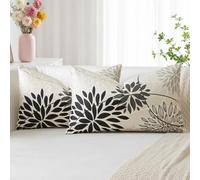 Artscope Juego de 2 Flores Negro Gris Oscuroro Fundas de Cojines Decorativo 40 x 60 cm Primavera Funda de Almohada Geométrica Cojines de Lino para Hogar Sofá Dormitoriondas de Cojines Decorativo