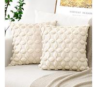Artscope Juego de 2 Fundas de Cojines de Terciopelo Cojines de Sofá Funda de Almohada Decorativo Suave para Sofá Dormitorio Oficina Salón Flores Beige, 40x40cm