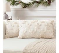 Artscope Juego de 2 Navideña Fundas de Cojines de Terciopelo Cojines de Sofá Funda de Almohada Decorativo Suave para Sofá Dormitorio Oficina Salón Ángel Beige, 30x50cm