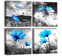 Artscope Lienzos Decorativos - Flor Azul Imágenes Estilo Nórdico Pintura Prueba de Agua con Marco Listo para Colgar para Sala de Estar Décor Dormitorio Regalo 30x30cm