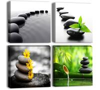 Artscope Lienzos Decorativos - Piedra de Estilo Japonés Imágenes Estilo Nórdico Pintura Prueba de Agua con Marco Listo para Colgar para Sala de Estar Décor Dormitorio Regalo 30x30cm