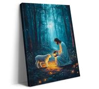 Artscope Religioso Lienzos Decorativos - Jesús Encontró el Cordero Perdido Patrón Estilo Pintura Cuadro Pared Lienzo para Salon Décor Dormitorio Oficina Pasillo Cocina Baño Regalo 30x40cm