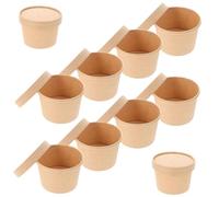 ARTSEWPLY 10 juegos Vasos Desechables de Papel Kraft para Helados con Tapa Cuencos para Postres Ligeros y Seguros para Fiestas Postres Caseros y Eventos Temáticos