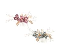 ARTSEWPLY 2 Pcs Peinetas de Novia Flores y Perlas, Accesorios Elegantes para Pelo en Bodas y Eventos Femeninos