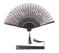 ARTSEWPLY 2 Piezas Abanico Clásico de Chino Ventilador Antiguo para Baile y Decoración Color Negro para Amigos y Familia