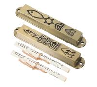 ARTSEWPLY 2 Piezas Adorno Mezuzah Metálico Vintage Placa Religiosa para Decoración de Postes de Puerta Regalo Artesanal Israelí