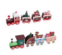 ARTSEWPLY 2 Piezas Adornos Navideños de Madera Forma de Tren Rojo y Verde Decoración de Escritorio para Navidad y Fiestas Regalo Infantil Festivo