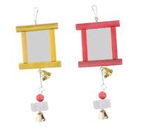 ARTSEWPLY 2 Piezas Espejos para Jaula de Pájaros de Juguetes Colgantes para y Periquitos Accesorios para Jaula Que Fomentan Actividad y Reducen Soledad Rojo y