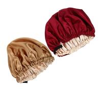 ARTSEWPLY 2 piezas Gorro de Satén Ajustable para Dormir Protección para Cabello Gorro No Antideslizante para Quimioterapia Color Vino