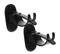 ARTSEWPLY 2 Piezas Soportes Adhesivos para Barra de Cortina sin Taladrar Resistentes y Fáciles de Instalar para Baño y Ventana Soporte Negro para Barras Telescópicas y Percheros