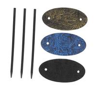 ARTSEWPLY 3 Piezas Vintage Oval Hairpins Faux Leather Hair Stick Forks For Secure Bun Updo Retro Decorative Ponytail Holders In Antique