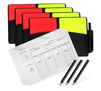 ARTSEWPLY 4 Juegos Tarjetas de Árbitro Rojas y Amarillas con Soporte Cuaderno de Anotaciones y Lápiz Equipo de Árbitro para Fútbol y Voleibol Tarjetas PVC Duraderas y Cómodas para Partidos