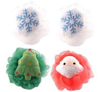 ARTSEWPLY 4 Piezas Bolas de Baño Navideñas con Diseño Grueso para Cuerpo Espumación Rica Relajación Muscular y Limpieza Completa Regalo para Familia y Amigos Navidad