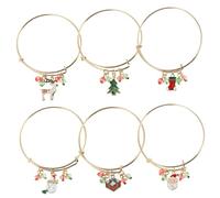 ARTSEWPLY 6piezas Conjunto de Pulseras Navideñas de Pulseras de Papá Noel Colgante de Alce como Obsequio de Navidad para Decoración Festiva