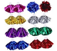 ARTSEWPLY 7 Pares Pompones Animadores con Anillo Colores Vibrantes Metálicos Pompones para Animar Eventos Deportivos Fiestas y Competencias de Baile