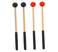 ARTSEWPLY Baquetas de Lengua para Percusión 2 Pares Mango de Madera y Cabeza de Caucho Rojo y Negro, Mazos Portátiles Duraderos para Marimba, Xilófono E Instrumentos Musicales de Práctica