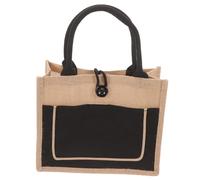 ARTSEWPLY Bolsa De Compras De Arpillera Grande, Bolso De Yute Resistente con Botón y Asa, Reutilizable para Mujer, Adecuado para Supermercado y Uso Diario, Diseño Rústico Negro