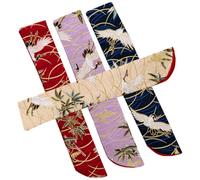 ARTSEWPLY Bolsa para Abanico Plegable Chino 4 Piezas Estilo Japonés Color Azul Profundo Beige Púrpura Rojo Oscuro Organizador Portátil para Abanicos De Papel Bolsa Protectora para Llevar
