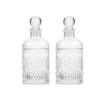 ARTSEWPLY Botellas Difusoras de Vidrio Tallado Retro 200 Ml Set 2 Unidades Frascos para Aromaterapia y Purificación de Aire Diseño Seguro Base Plana para Escritorio y Hogar